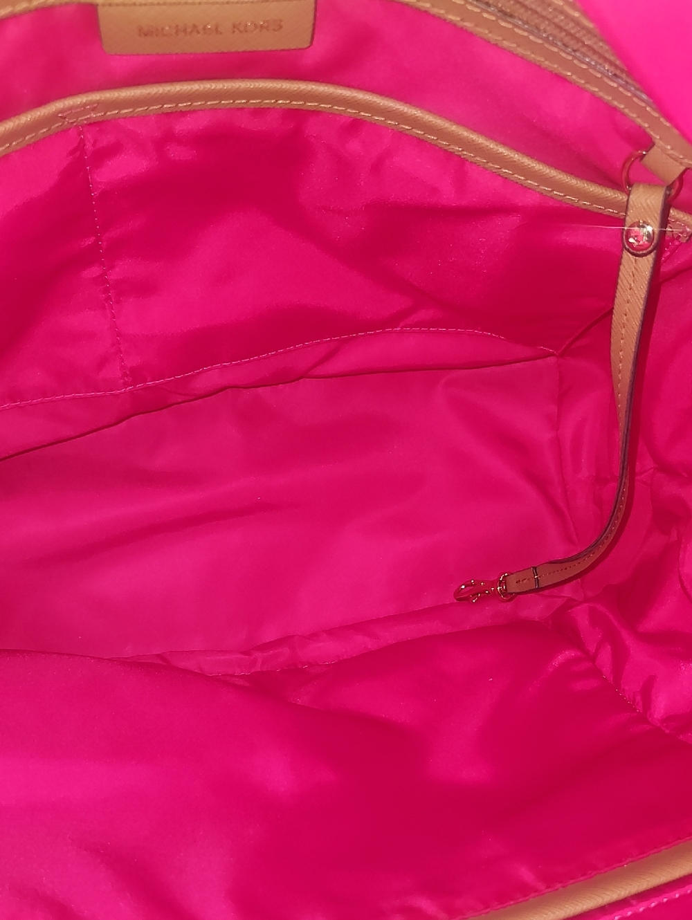 Michael Kors Hot Pink Tote with Tan Handles - Picture 10 of 12